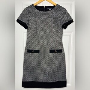Tommy Hilfiger Tweed Sheath Dress | Size 4 | Black White Metallic